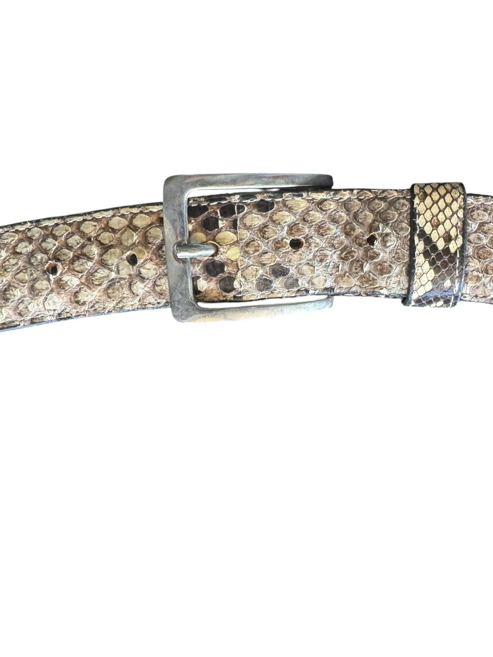 Men's Real Python Leather Belt with Silver-Tone Buckle - Picture 8 of 9